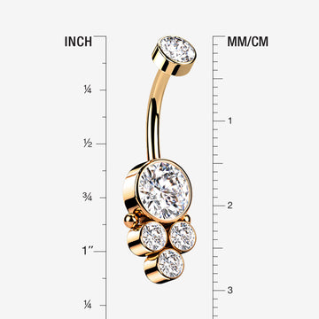 Detail View 1 of Rose Gold Trinity Bali Sparkle Internally Threaded Belly Button Ring-Clear Gem